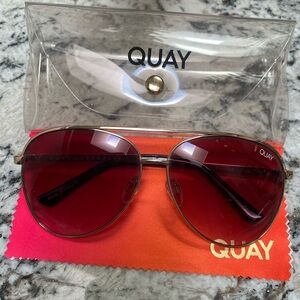 Quay Australia Red Aviator Sunglasses